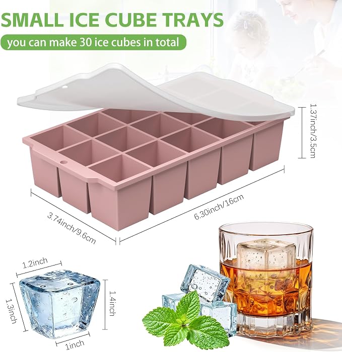 Silicone Ice Cube Tray with Locks Lids, Easy Release Flexible 15 Square Ice - Image 2