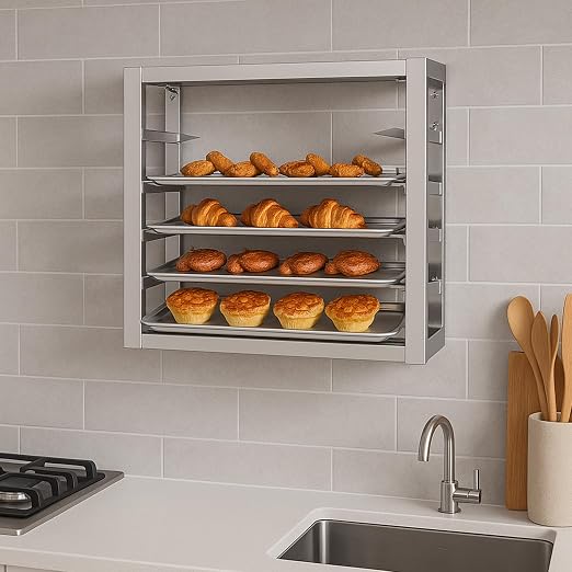 Blulu 5 Tier Wall Mounted Sheet Bun Pan Rack 21 x 13 x 18 Fits 5 Half Size - Image 6