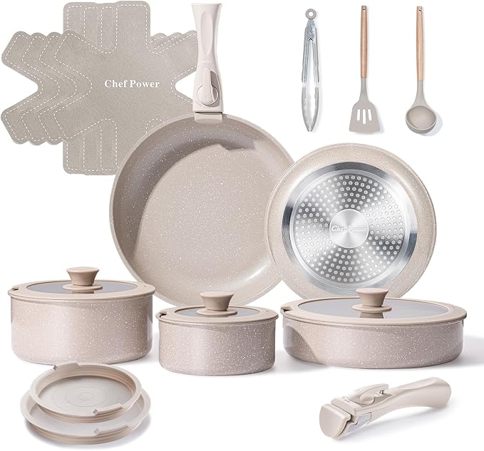 Chef Power Ceramic Nonstick Pots and Pans Set 19 Piece by ChefPower