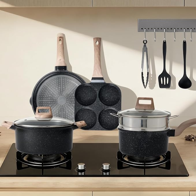 25 Pcs Pots and Pans Set, Nonstick & Non-Toxic Healthy Pots and Pans, - Image 5
