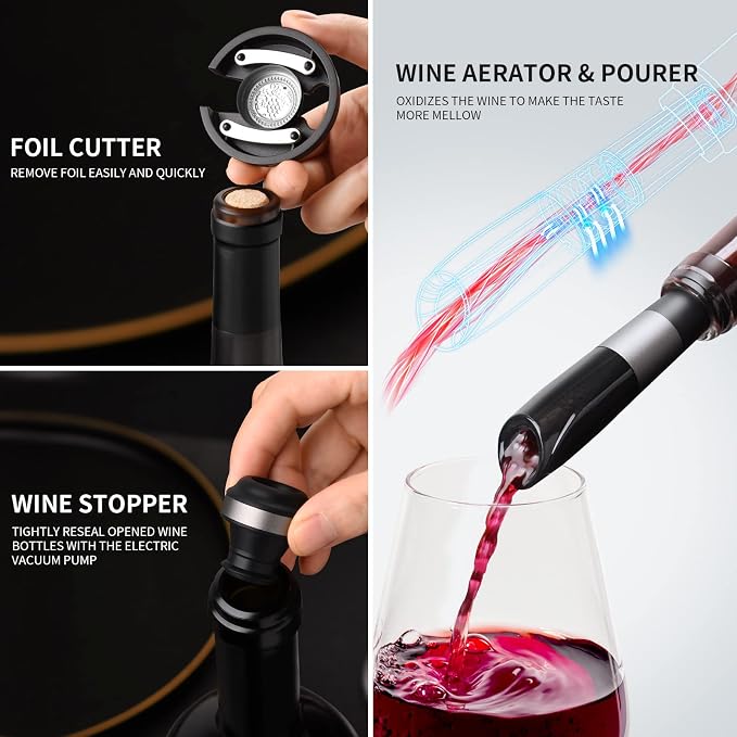 CIRCLE JOY Rechargeable Electric Wine Bottle Opener Set 7-in-1 Aluminum Alloy - Image 5