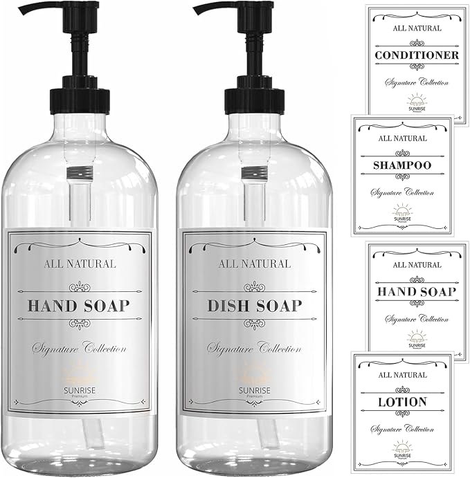 Sunrise Premium 16 OZ Thick Clear Glass Soap Dispenser - Image 7