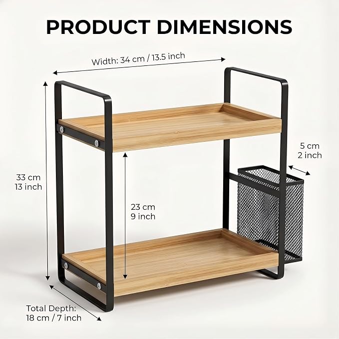 LEMIKKLE 2-Tier Wood Bathroom Counter Organizer - Image 2