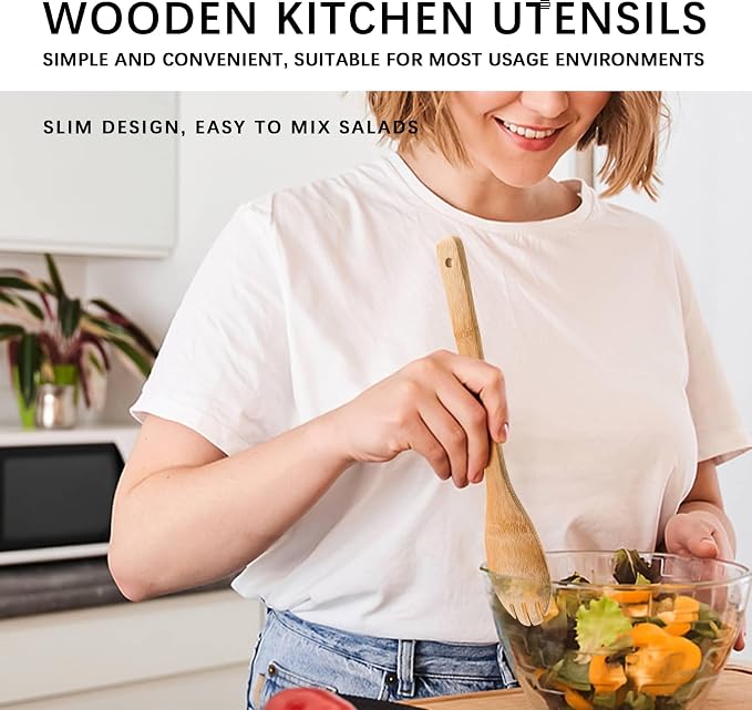 Wooden Spoons for Cooking, Wooden Spoon & Wooden Spatula, Bamboo Cooking - Image 3
