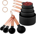 8-Piece Stackable Rose Gold Stainless Steel Handled Measuring Cups and Spoons by Unknown