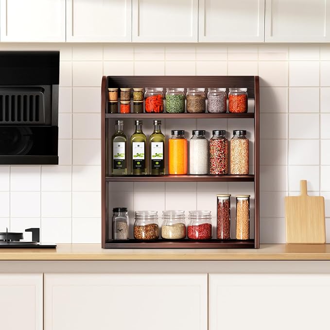 ROMGUAR CRAFT 3 Tier Bamboo Spice Rack, Countertop or Wall Mounting Wood Spice - Image 6