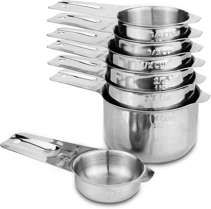 Set of 7 Heavy Duty Measuring Cups, 18/8 Stainless Steel - Image 4