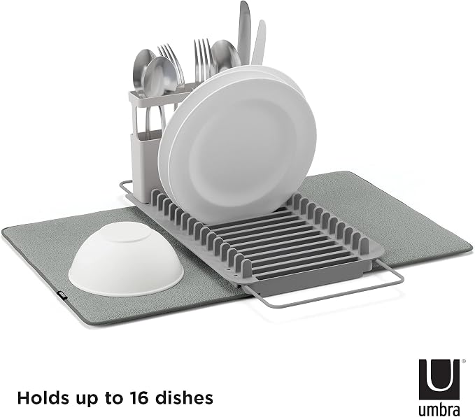 Umbra Udry Dish Rack and Microfiber Drying Mat – Space-Saving Design Folds Up - Image 4