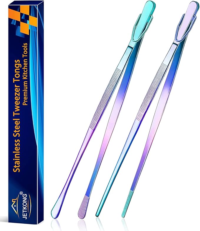 JETKONG 2 Pcs 12-Inch Culinary Tweezers Food Tweezers Kitchen Tweezer Tongs by JETKONG