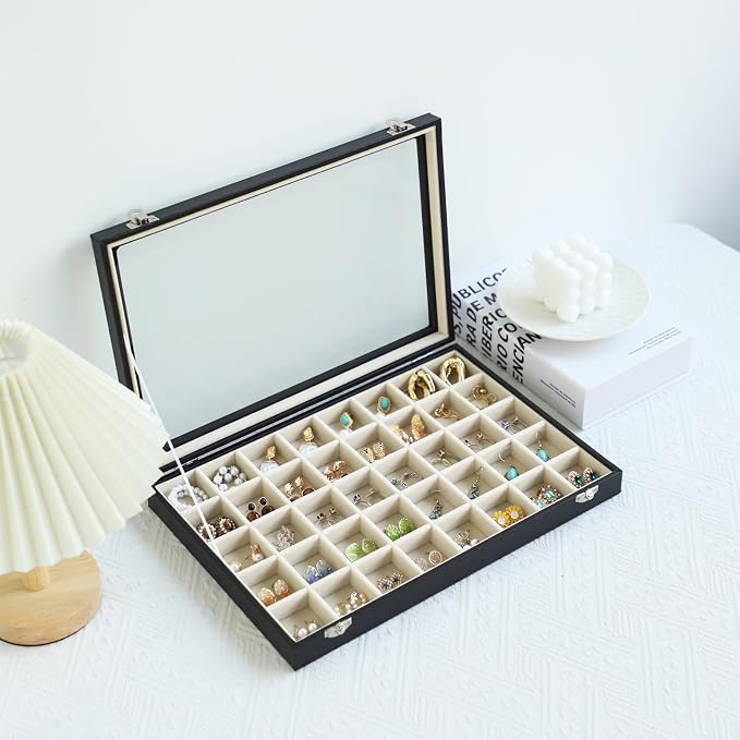 Stratalife Jewelry Organizer 40 Grid Beige Black Jewelry Tray - Image 3