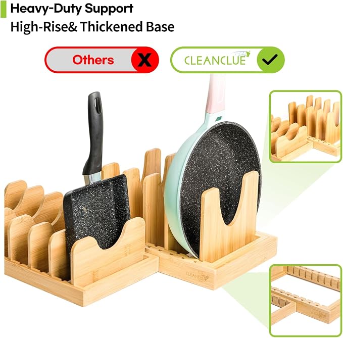 Bamboo Expandable Bakeware and Cutting Board Organizer, Adjustable Pot Lids - Image 7
