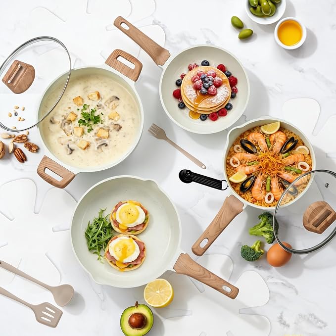 NEWBULIG 25-Piece Nonstick Cookware Set, Granite Pots and Pans - Image 7