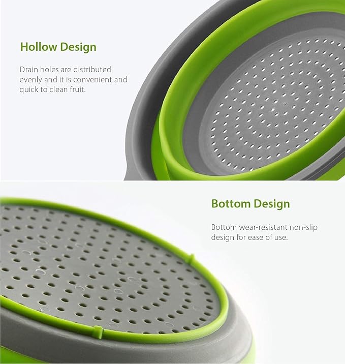 2 Pack Kitchen Foldable Silicone Strainer Colanders, Collapsible Colanders - Image 4
