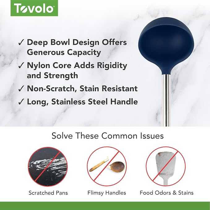 Tovolo Silicone Ladle With Stainless Steel Handle Deep Soup Ladle - Image 3