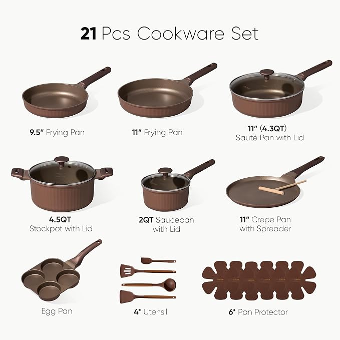 CAROTE Pots and Pans Set Non Stick, Cookware Sets Nonstick 21 pcs Kitchen Pot & - Image 2