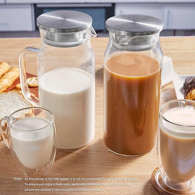 Bivvclaz 2 Pack 2 Liter 68 oz 2.1 Qt Glass Pitcher - Image 6