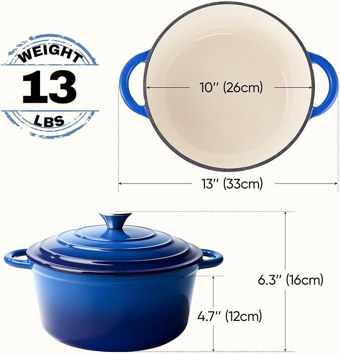 6 Quart Dutch Oven Pot with Lid, Non Stick Enameled Cast Iron Dutch Oven - Image 4