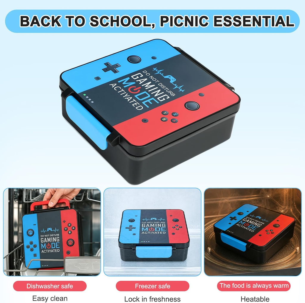 Gamer Bento Lunch Box for Kids, 60 OZ Kids Lunch Box with 8 OZ