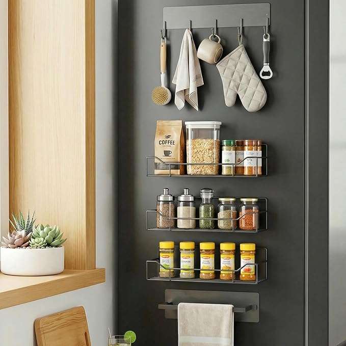 Magnetic Spice Rack for Refrigerator, 5 Pack Magnetic Fridge Organizer Shelves by Unknown