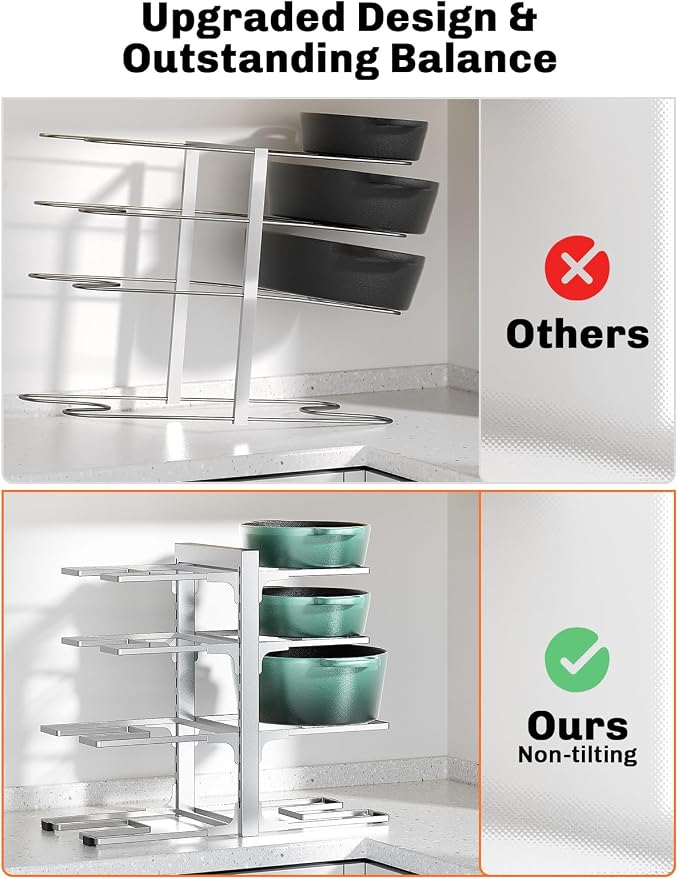 MUDEELA 8-Tier Pots and Pans Organizer under Cabinet, 15.83" Height Heavy Duty - Image 6