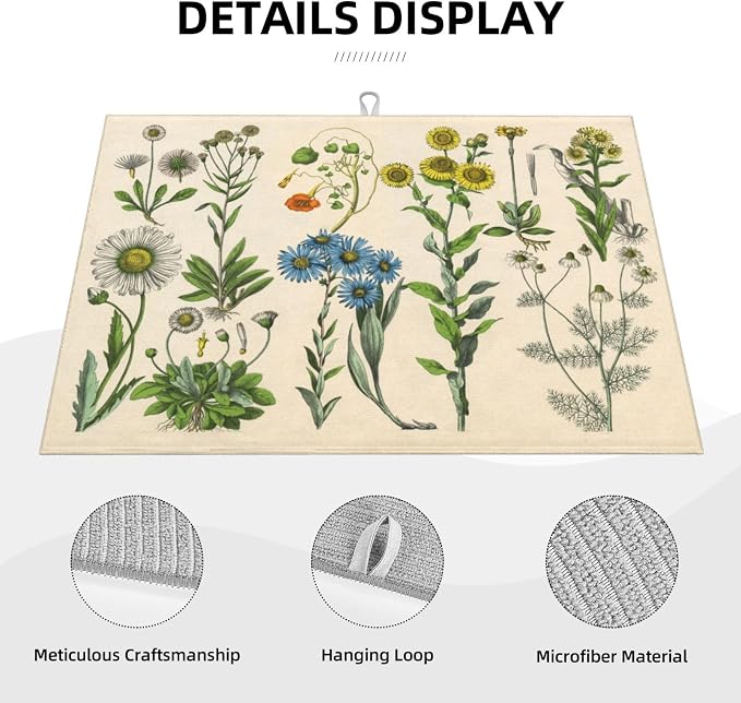 Plants Herbs Floral Dish Drying Mat XL Microfiber Kitchen Drying Mat Large Dish - Image 3
