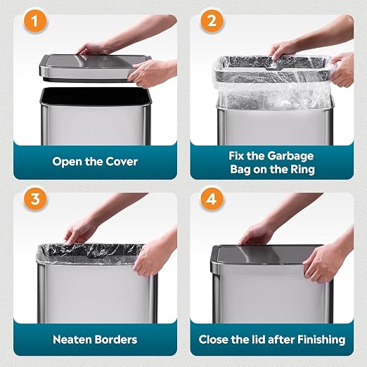 WLIVE 16 Gallon Touchless Motion Sensor Trash Can, 60L Stainless Steel - Image 8
