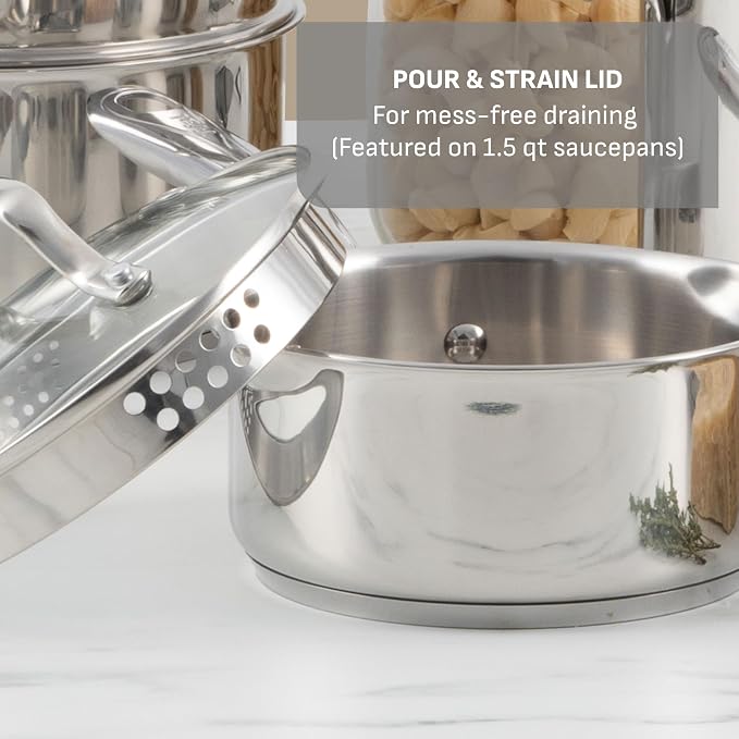 T-fal Stainless Steel Pots and Pans Set 11 Piece, Oven Broiler Safe 500F - Image 5
