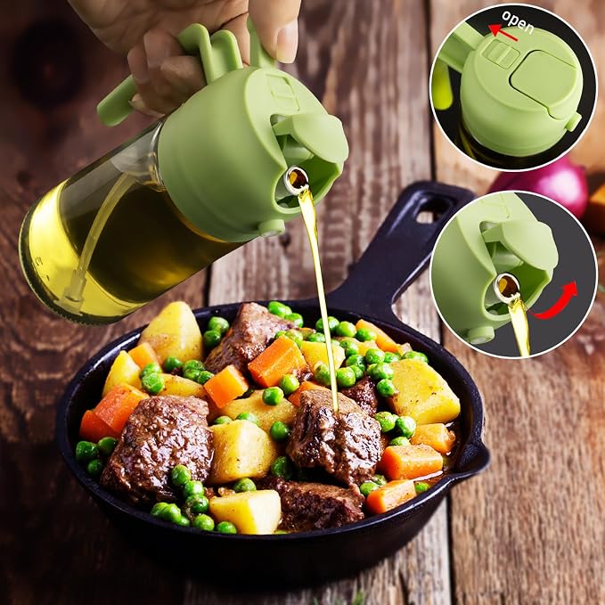 2 in 1 Glass Oil Sprayer & Dispenser, 16oz/470ml Olive Cooking, Air Fryer - Image 4