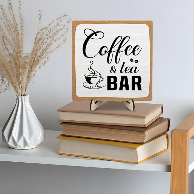 Rustic Coffee & Tea Bar Decor Sign, Funny Wooden Plaque - Image 8