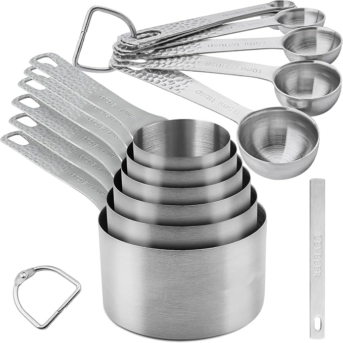 Measuring Cups and Spoons Set 14, Metric & US 18/8 Stainless Steel Measuring by Smithcraft
