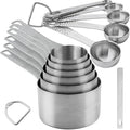 Measuring Cups and Spoons Set 14, Metric & US 18/8 Stainless Steel Measuring by Smithcraft