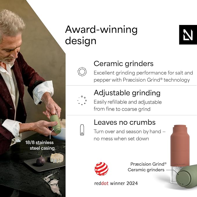 LARS NYSØM Salt and Pepper Grinder Set, Stainless Steel Manual Salt and Pepper - Image 2