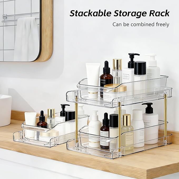 LAREKUN2pack 2-Tier Organizer & Storage Unit Stackable Bathroom Cabinet - Image 4