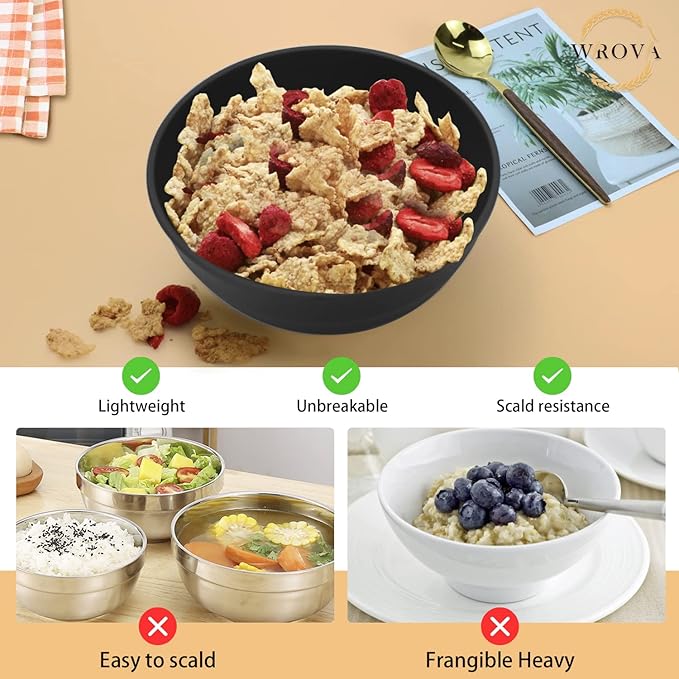 Wrova Wheat Straw Bowls Set 60 OZ Unbreakable Large Cereal Bowls Set of 6 - Image 4