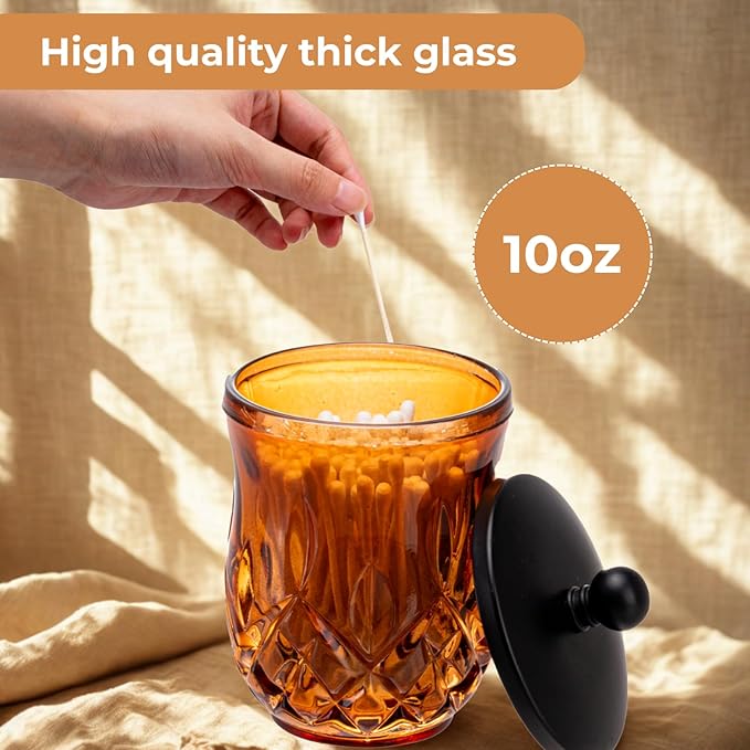 Qtip Holder, 10 Oz Amber Glass Apothecary Jars - Image 5