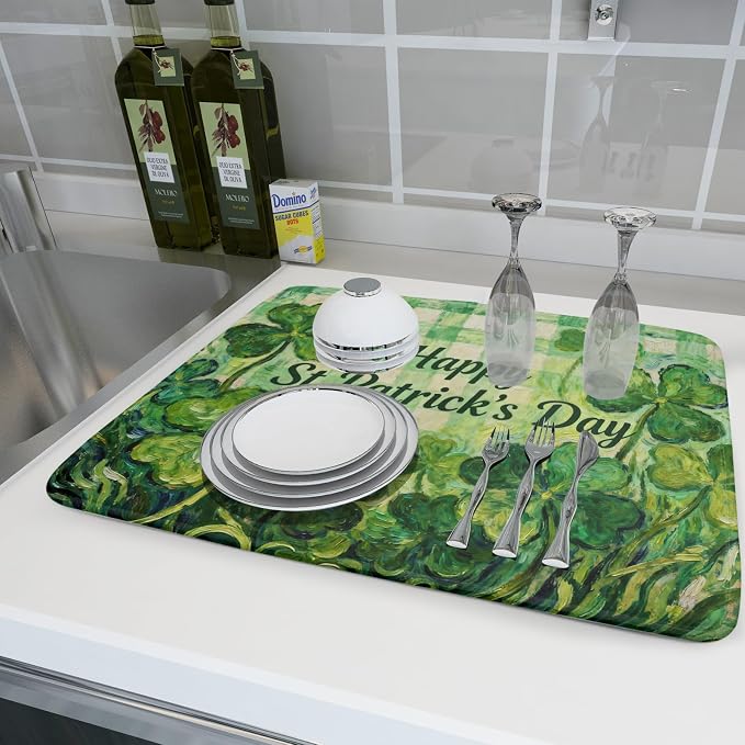 St Patrick's Day Shamrock Dish Drying Mat - Image 6
