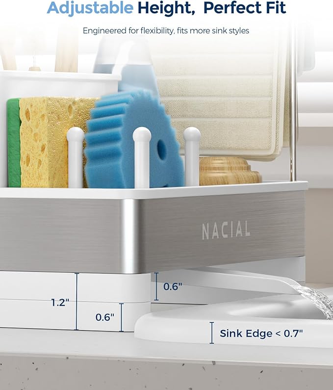 Nacial Sponge Holder for Kitchen Sink, Sink Caddy Organizer - Image 4