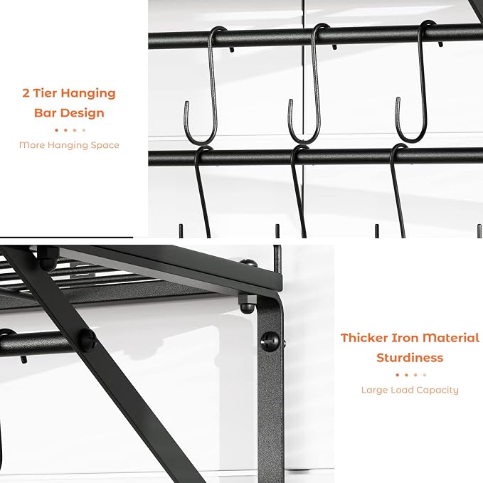 OROPY 31 Inch Wall Mounted Pot Rack Storage Shelf - Image 4