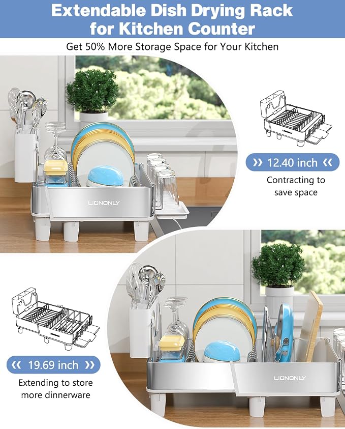 Dish Drying Rack, 304 Stainless Steel Expandable Dish Rack - Image 4