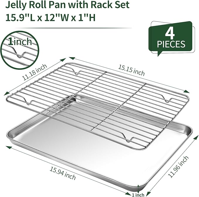 CEKEE Baking Sheet and Cooling Rack Set, Stainless Steel Cookie Sheet Baking - Image 2