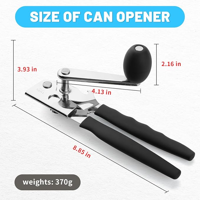 Commercial Can Opener, Stainless Steel Heavy Duty Hand Crank Manual Can Openers - Image 2