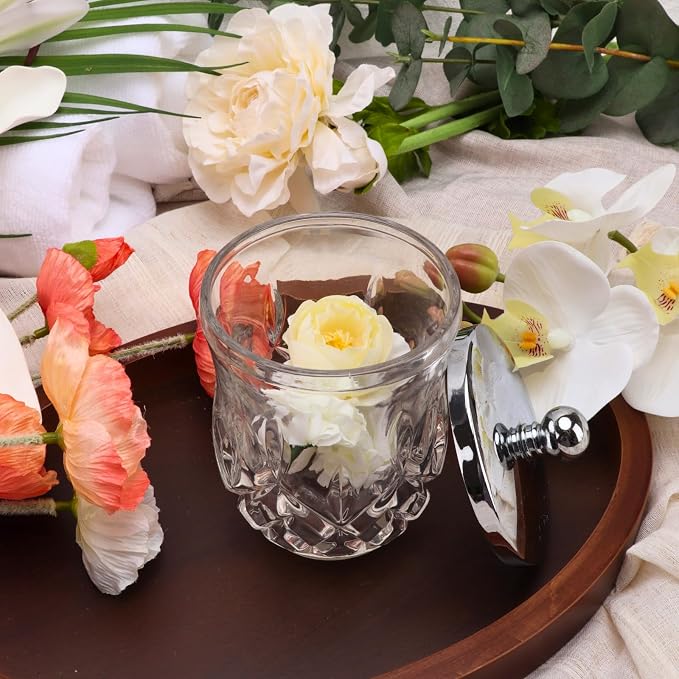 Qtip Holder, 10 Oz Clear Glass Apothecary Jars - Image 2