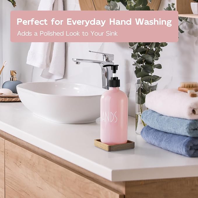 Pink Glass Hand Soap Dispenser - Image 3