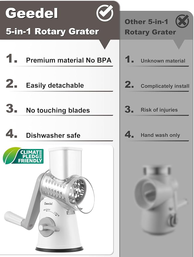 Geedel Rotary Cheese Grater Cheese Shredder - Image 2