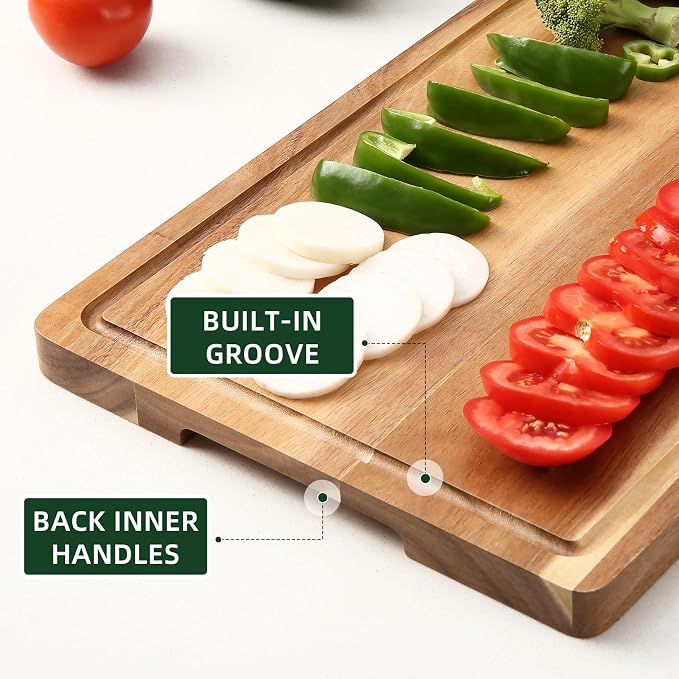XL Cutting Board, 18x12 Large Acacia Wooden Cutting Board - Image 3