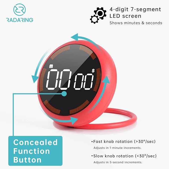 Rose Quick Que Kitchen Timers, Visual timers Large LED Display Magnetic - Image 2