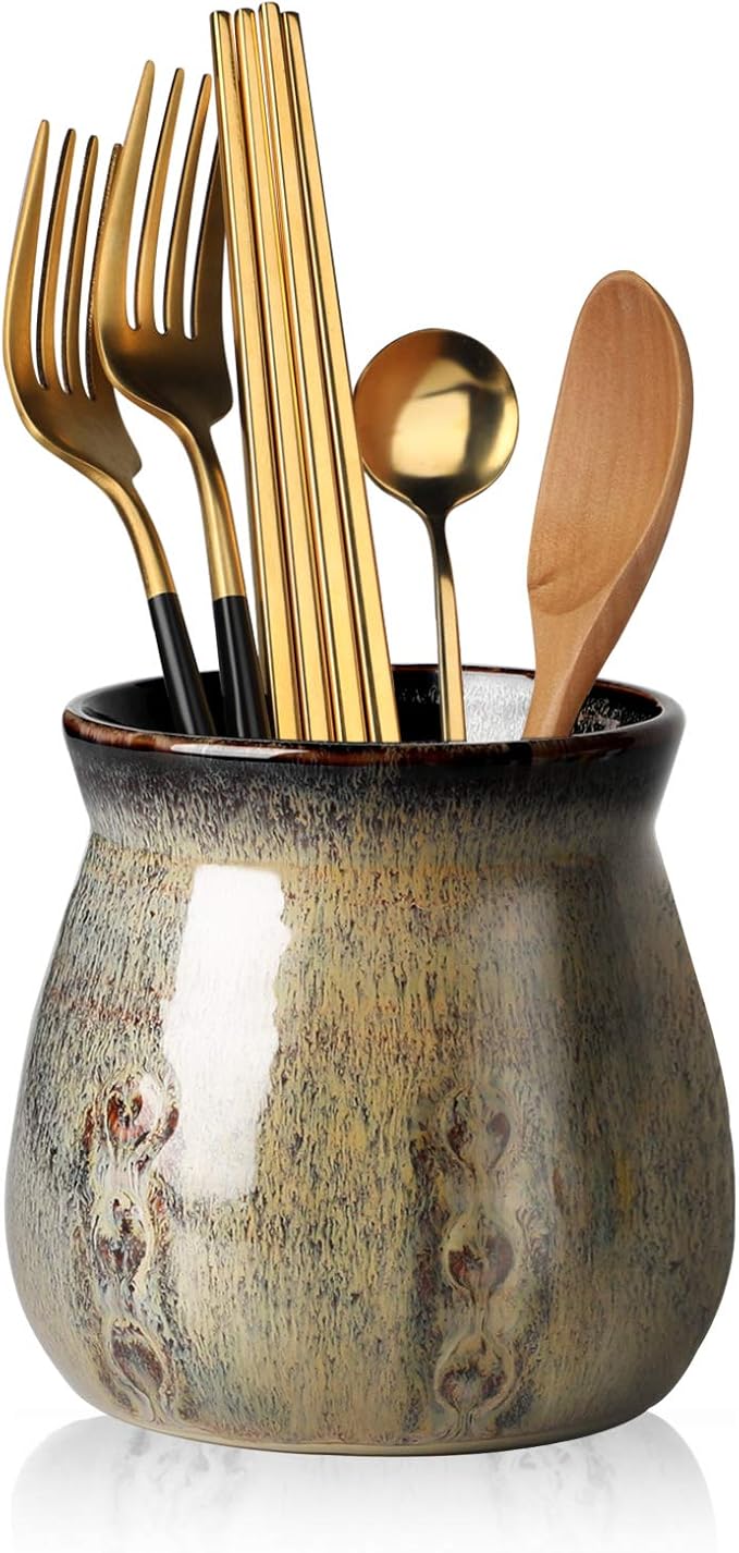 Ceramic Utensil Holder, Small Utensil Crock Ideal by HOME