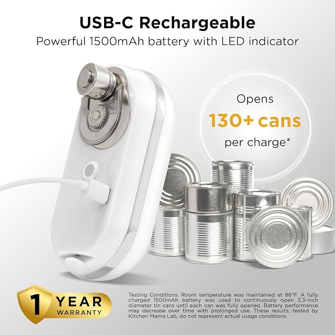 Kitchen Mama Mini Plus Rechargeable Electric Can Opener: USB-C Charging - Image 4