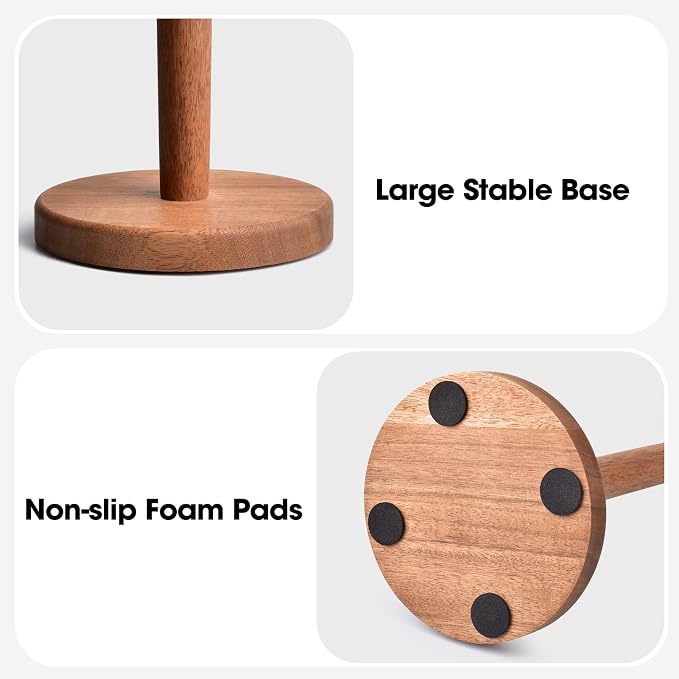 KitchLife Acacia Wooden Paper Towel Holder Countertop, Large Size - Image 5