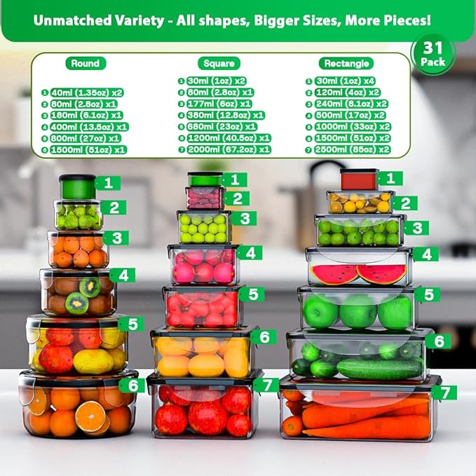 62 Pcs Large Food Storage Containers - Image 2